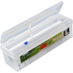 Plastic Cling Wrap Refillable Plastic Wrap Dispenser with Slider Cutter Food Wrap Stretch Clear Cling Wrap 12 inch×650 Ft Cutting Box Cling Film