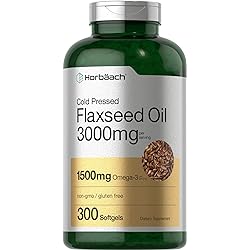 Flaxseed Oil Softgels 3000mg | 300 Count | High Potency | with Omega 3 6 9 | Non-GMO, Gluten Free | Cold Pressed Flax Seed | by Horbaach