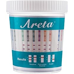 Areta 14 Panel Drug Test Cup Kit with BUP Buprenorphine and Temperature Strip, Testing 14 Drugs BUP,THC,OPI 2000, AMP,BAR,BZO,COC,MET,MDMA,MTD,OXY,PCP,PPX,TCA-#ACDOA-1144-5 Pack