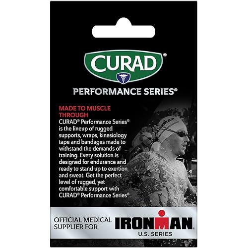 CURAD Performance Series Ironman Sports Tape, White with Red, 1.5" x 10yds