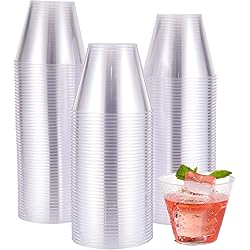 9 OZ Clear Disposable Plastic Cups, 100 Pack Clear Plastic Cups Tumblers, Heavy-duty Party Glasses, Disposable Cups for Wedding, Thanksgiving, Christmas, Halloween Party