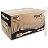 PAMI Heavy Weight Disposable Plastic Forks [1000-Pack] - Bulk White Plastic Silverware For Parties, Weddings, Catering Food Stands, Takeaway Orders & More- Heavy-Duty Single-Use Partyware Forks