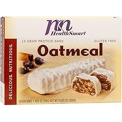 HealthSmart Oatmeal Protein Bars, 13g Protein, Low Calorie, Low Fat, Low Cholesterol, No Gluten Ingredients, Aspartame Free, Yogurt Coated, Breakfast Bar, 7 Count Box