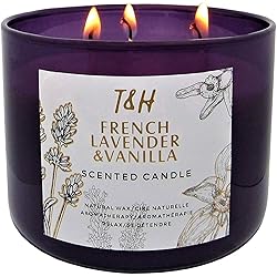 French Lavender Vanilla Scented Candles Aromatherapy Gifts for Women | 16 Ounce Soy Candle Long Lasting Scented Candles for Home | Stress Relief Candles 3 Wick | Office Gifts for Women