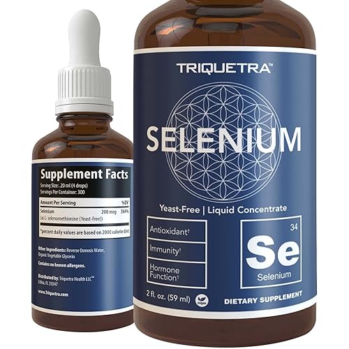 Selenium - 200 mcg, Selenomethionine Form, 300 Servings - Vegan, Glass Bottle, Yeast Free - Sublingual Liquid Concentrate - Antioxidant, Supports Immunity, Thyroid Health 2 oz.