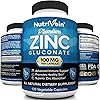 Nutrivein Premium Zinc Gluconate 100mg - 120 Capsules - Immunity Defense Boosts Immune System & Powerful Antioxidant - Promotes Healthy Skin and Acne Defense - Essential Elements for Absorption