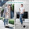 Broom and Dustpan Set for Home, Long Handle Dust Pan and Broom Combo for Indoor Outdoor Heavy Duty Broom Dustpan Set for Kitchen Lobby Office Upright Standing Dustpan with Cleaning Teeth