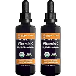 Global Healing USDA Organic Vitamin C 2-Pack 1000mg Total, 500mg Each Serving - 2 Fl Oz
