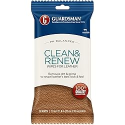 Guardsman 470200 Cleaning Wipes, 7.9 X 11.8 In, Leather, 20 count