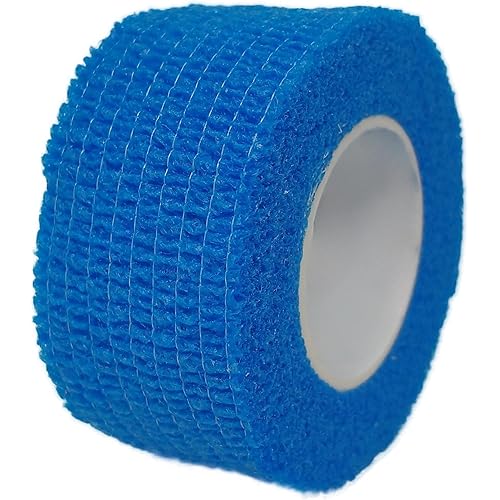 Self Adherent Cohesive Wrap [Pack of 5] Self Adhesive Not-Slip Adhering Sticking First Aid Elastic Compression Bandage Tape [1 Inches X 5 Yards] for Medical, Athletic Sport Support DARK BLUE 5PACK