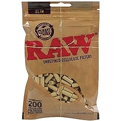 RAW Natural unrefined Rolling Papers, Slim Cellulose Filters, 200 Count Pack of 1
