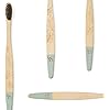 Wild & Stone | Medium Bristle Organic Bamboo Toothbrush | Four Handle Patterns | Medium Fibre Bristles | 100% Biodegradable Handle | Vegan Eco Friendly Bamboo Toothbrushes Bamboo Green
