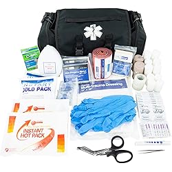 LINE2design Emergency Fire First Responder Kit - Fully Stocked EMS Supplies First Aid Rescue Trauma Bag - EMS EMT Paramedic Complete Lifeguard Medical Supplies for Natural Disasters – Blacks