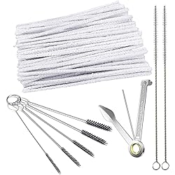 Pipe Cleaners Tool Set,100 Hard Bristle Pipe Cleaners,3-in-1 Pipe Tamper Reamer,1 Mini Nylon Brush Set,2 Pieces Straw Cleaning Brushes,Tobacco Pipe Cleaners for Pipe Smoking,Teapot Drinkware Cleaning