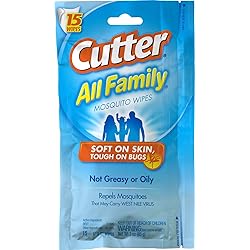 Cutter All Family Mosquito Repellent Wipes, 15 Wipes, Pack of 3