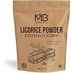 MB Herbals Licorice Root Powder 100 Gram | 3.5 oz | Pure Glycyrrhiza glabra | Mulethi | Yashtimadhu