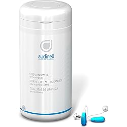 Audinell Cleaning Wipes | 160 Wipe Canister | Alcohol-Free | Dissolves, Cleans, Removes Earwax & Dirt from Hearing Aids, Earmold, Airpods, Earbuds, Earplugs, In-Ear Monitors, Hearing Protection Device