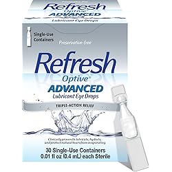 Refresh Optive Advanced Lubricant Eye Drops, Preservative-Free, Single-Use Containers, 0.01 Fl Oz - 30 Count Pack of 1