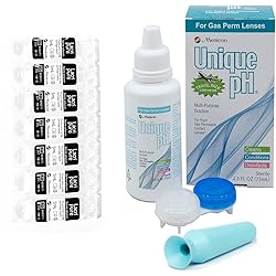 Menicon Unique pH Multi-Purpose Travel Pack 2.5 Oz, Menicon LacriPure Saline 7 Vials and DMV Scleral Cup Large Contact Lens Handler, Bundle of 3 Items