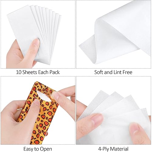 Shojoy 30 Pack Jungle Safari Animal Print Pocket Packs Facial Tissues White Pocket Tissues 4-Ply Pocket Sized Travel Facial Tissues Small Individual Tissue Packs Bulk in 5 Designs, 10 Tissues Per Pack