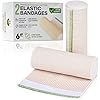 GT USA Organic Cotton Elastic Bandage Wrap | Hook & Loop Fasteners at Both Ends | Latex Free Hypoallergenic Compression Roll for Sprains & Injuries 6" Wide, 2 Pack