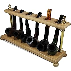 Tobacco Pipe Stand - Wooden Tobacco Pipes Display Rack Holder for 6 Smoking Pipes