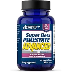 Super Beta Prostate Advanced Chewables - Delicious, Urologist Recommended Prostate Supplement for Men – Reduce Bathroom Trips, Promote Sleep, Support Prostate Health 60 Chews, 1-Bottle