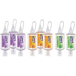 Purell Advanced Hand Sanitizer Gel Infused with Essential Oils, Scented Variety Pack, 1 fl oz Travel Size Flip Cap Bottles with JELLY WRAP Carrier Pack of 8 3900-09-ECME17