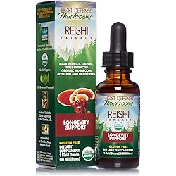 Host Defense, Reishi Extract, Supports General Wellness and Vitality, Mushroom Supplement, Plain, 1 fl oz