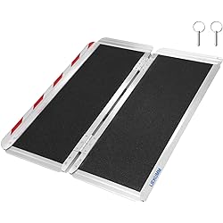 LIEKUMM 3ft Wheelchair Ramp with Non-Slip Surface, Portable Aluminum Threshold Ramp, 600LBS Capacity, Folding Ramps for Wheelchairs, Home, Doorways, Stairs, Curbs, Steps, Handicaps, Scooter
