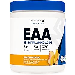 Nutricost EAA Powder 30 Servings Peach Mango - Essential Amino Acids - Non-GMO, Gluten Free, Vegetarian Friendly