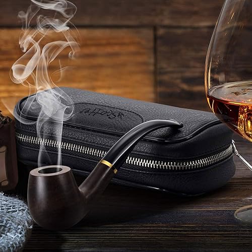 Scotte superior ebony tobacco pipe 9mm filter smoking pipe set in black box