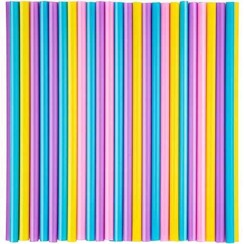 100 Count 100% Compostable Jumbo Smoothie Straws-310" Wide X 8 12" Long KTOB Biodegradable PLA Colorful Disposable Drinking Straws-Eco Friendly Plant-Based Plastic Milkshake Straws