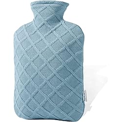 FORICOM Hot Water Bottle with Soft Cover 2.0L Large Classic BPA Free Hot Water Bag for Neck, Shoulder Pain and Hand Feet Warmer, Menstrual Cramps, Hot Compress and Cold TherapySky Blue