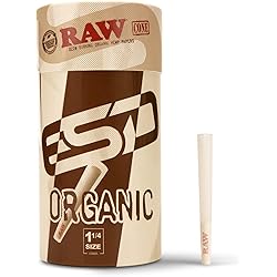 RAW Cones Organic 1-14 Size | 100 Pack | Pre Rolled Rolling Paper with Tips & Packing Tubes Included