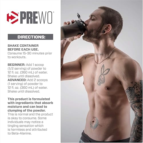 Dymatize PreW.O., Pre Workout Powder with Caffeine, Maximize Energy, Strength & Endurance, Amplify Intensity of Workouts, Chilled Fruit Fusion, 400g