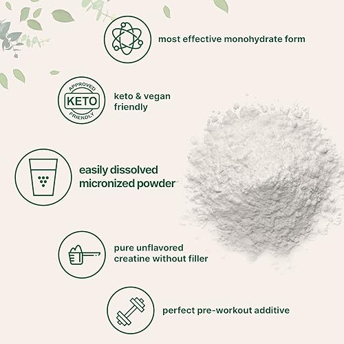 Creatine Monohydrate Powder 1 kg 2.2 Lbs, 5000mg Per Serv, Micronized Creatine Powder, Unflavored, Pure, No Filler, Keto & Vegan Friendly, Easy Dissolve Pre Workout Creatine for Women and Men