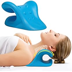 Neck and Shoulder Relaxer, Neck Stretcher for TMJ Pain Relief and Neck Alignment, with Acupressure Massag Design Neck Pain Pillow Neck Stretcher Cervical Traction Device Blue