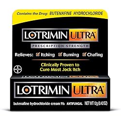 Lotrimin Ultra Antifungal Jock Itch Cream, Prescription Strength Butenafine Hydrochloride 1% Treatment, Clinically Proven to Cure Most Jock Itch, Cream, 0.42 Ounce 12 Grams