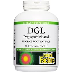 Natural Factors, Chewable DGL 400 mg, Licorice Extract for Healthy Digest, 180 Count Pack of 1