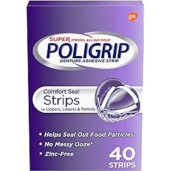 Super Poligrip Comfort Seal Denture and Partials Adhesive Strips, 40 Count Pack of 4