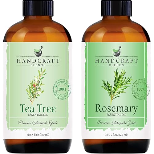 Handcraft Tea Tree Essential Oil and Rosemary Essential Oil Set – Huge 4 Fl. Oz – 100% Pure and Natural Essential Oils – Premium Therapeutic Grade with Premium Glass Dropper