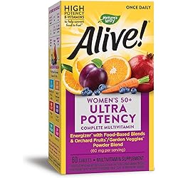 Nature’s Way Alive! Women’s 50 Ultra Potency Complete Multivitamin, High Potency Formula, Supports Whole Body Wellness & Healthy Aging, 60 Tablets