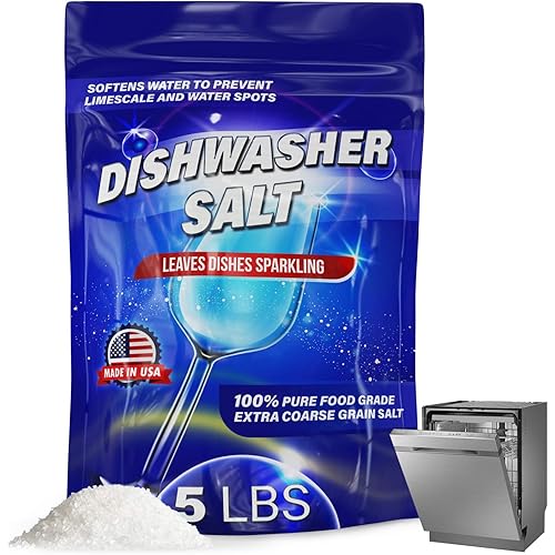 5 LB Dishwasher Salt Water Softener, Made in USA Recommended for Bosche, Miele, Thermador, Whirlpool and more