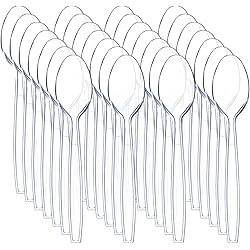 Liacere 360 Pieces Clear Plastic Spoons - Heavyweight Disposable Spoons-6.7inch Heavy Duty clear Cutlery - Plastic Utensils - Perfect for Parties and Restaurants