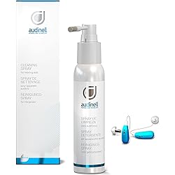 Audinell Cleaning Spray 100ml Brush | Alcohol-Free | Dissolves, Cleans, Removes Earwax & Sweat from Hearing Aids, Airpods, Earbuds, Earplugs, in-Ear Monitors, Hearing Protection Devices