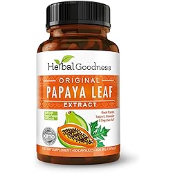 Papaya Leaf Extract Digestive Enzymes - 10X Strength 60600mg Veg Capsules- Blood Platelet, Bone Marrow & Spleen Support, Immune Gut & Super Digestive Health - Made in USA by Herbal Goodness