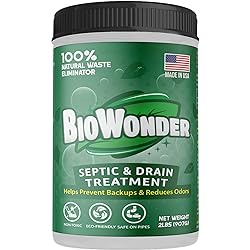BioWonder Septic Tank Treatment - 100% Organic - 3X More Powerful - Perfect for Disposals, Septic System, RV's, Drains, Toilets - 2lbs 60 Treatments