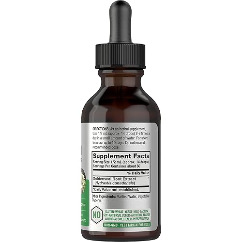 Goldenseal Root Extract | 1 fl oz | Super Concentrated | Alcohol Free Liquid Tincture | Vegetarian, Non-GMO, Gluten Free | by Horbaach