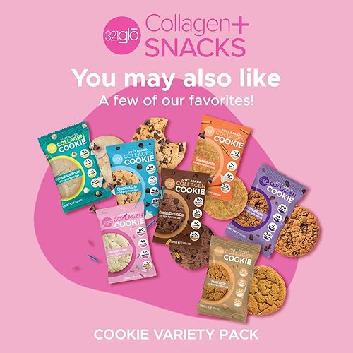 321glo Collagen Protein Cookies, Soft-Baked Cookies, Low Carb and Keto Friendly Treats for Women, Men, and Kids 12-Pack, Birthday Cake